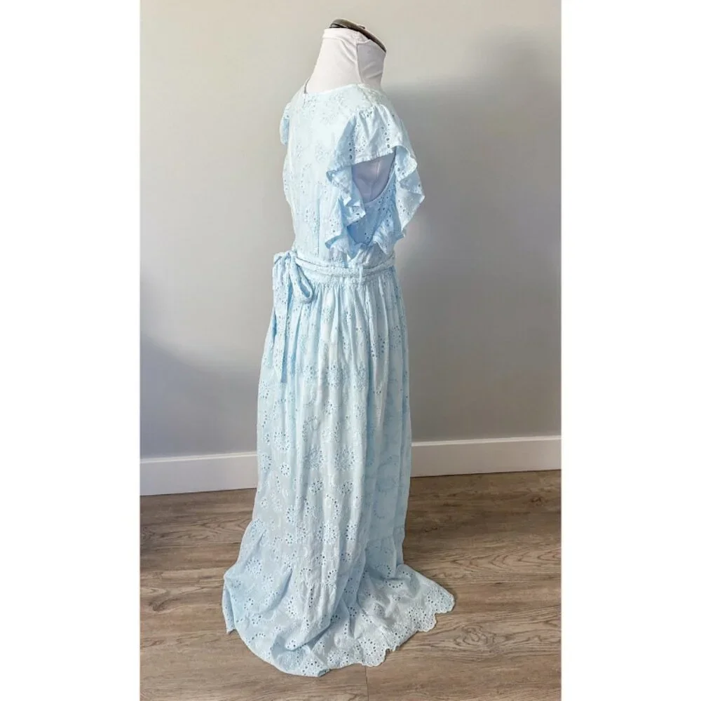 Malibu Bum Baby Blue Eyelet Maxi Dress - Picture 10 of 12